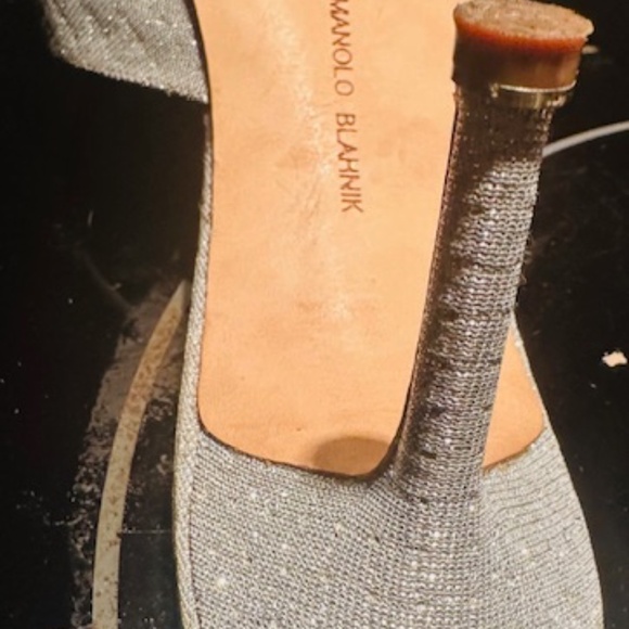 MANOLO BLAHNIK Metallic Silver Crystal Buckle CASSIADO Heel Sandals EU 41 - Picture 12 of 16